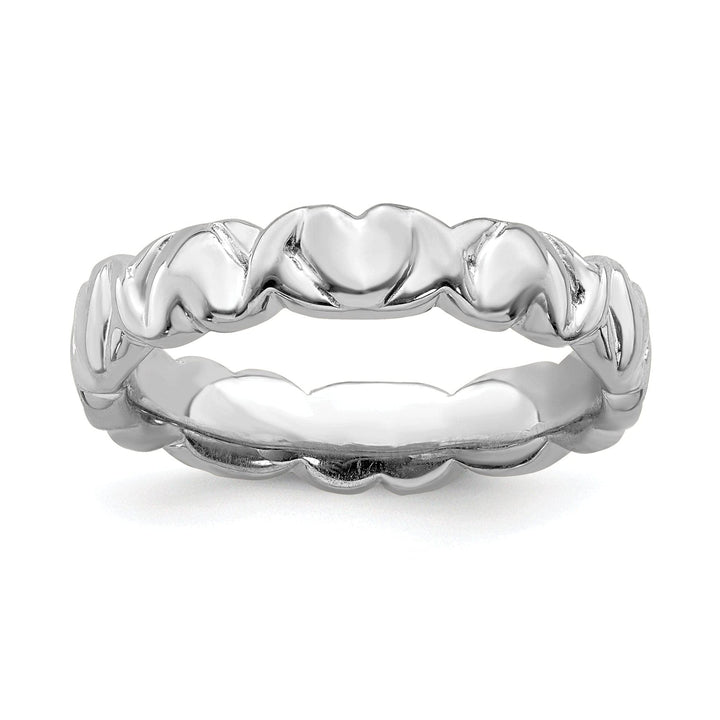 Stackable Expressions Ring Size 5 Sterling Silver Rhodium Hearts Ring