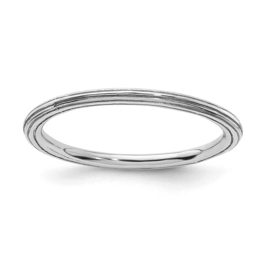 Stackable Expressions Ring Size 5 Sterling Silver Rhodium Step-Down Ring