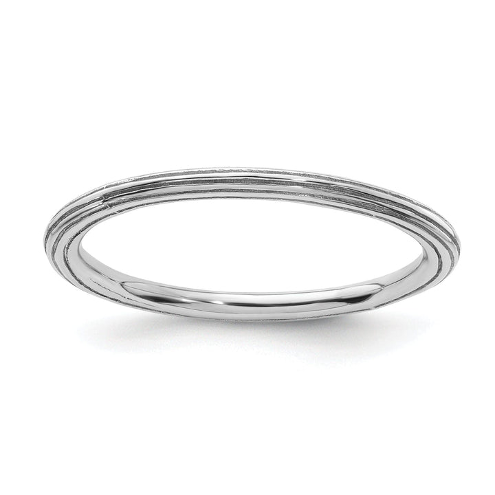 Stackable Expressions Ring Size 5 Sterling Silver Rhodium Step-Down Ring