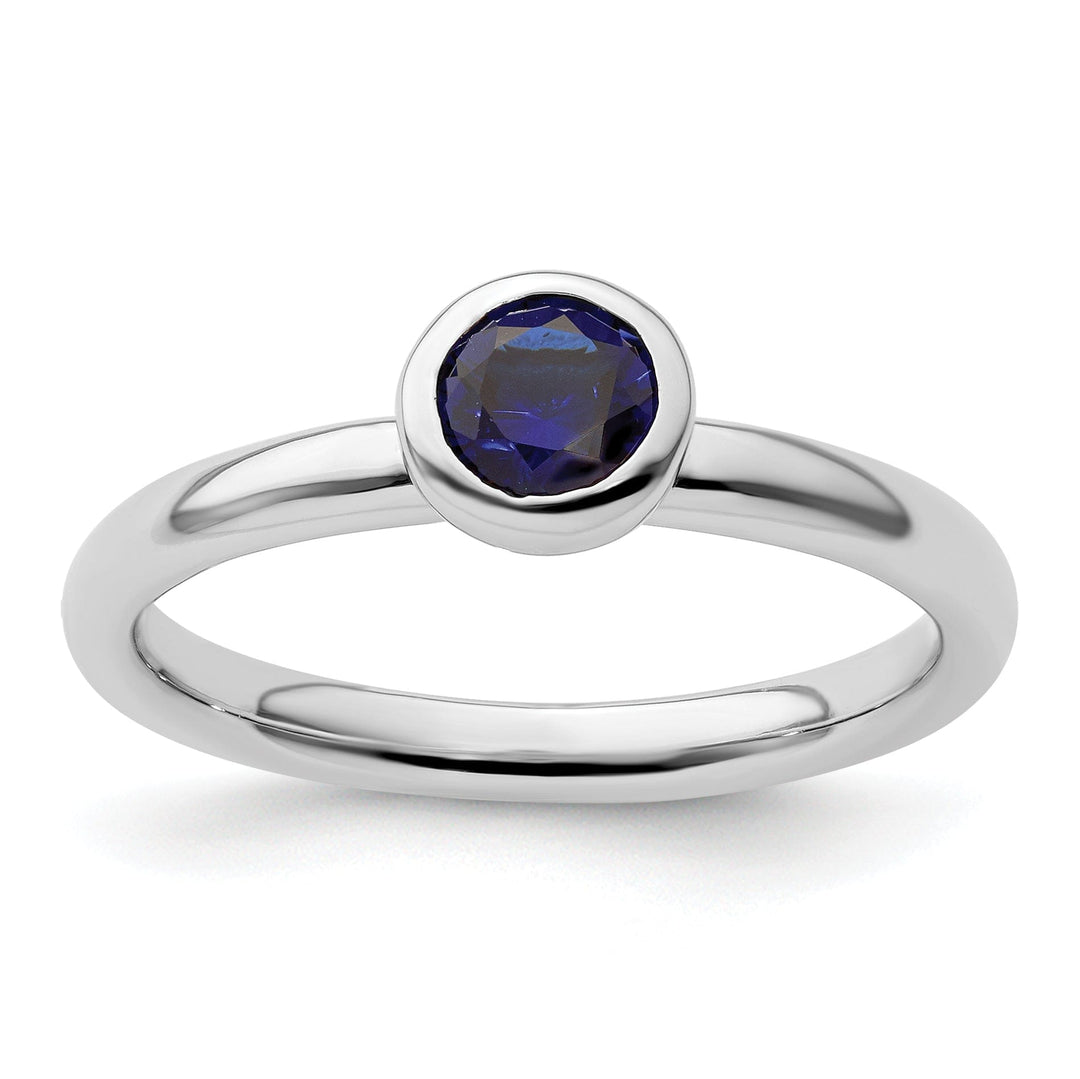 Stackable Expressions Ring Size 5 Sterling Silver Round Created Sapphire Ring