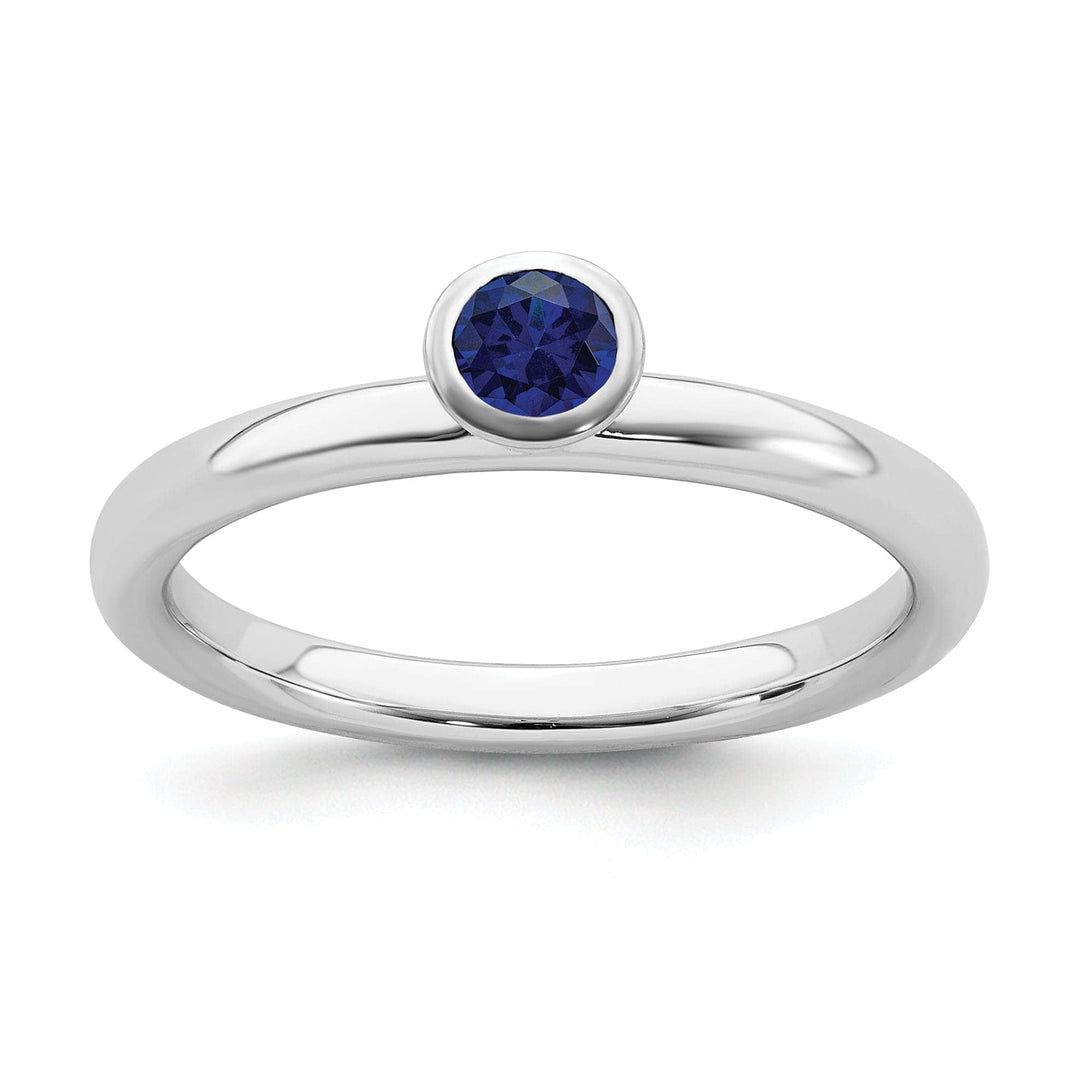 Stackable Expressions Ring Size 5 Sterling Silver Round Created Sapphire Ring