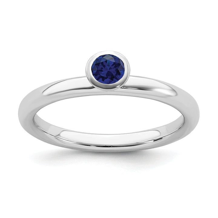 Stackable Expressions Ring Size 5 Sterling Silver Round Created Sapphire Ring