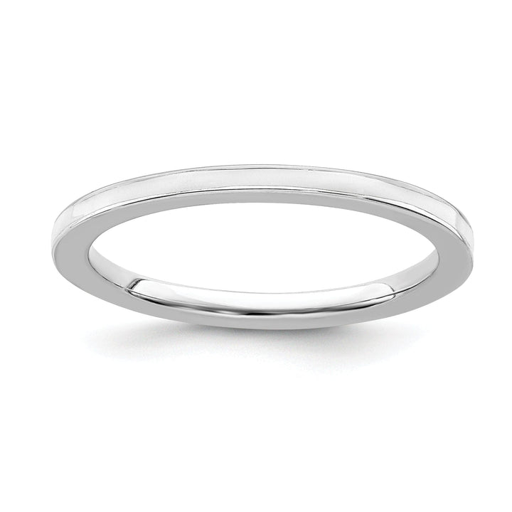 Stackable Expressions Ring Size 5 Sterling Silver White Enameled 1.5MM Ring