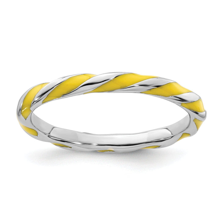 Stackable Expressions Ring Size 5 Sterling Silver Yellow Enameled Stackable Ring