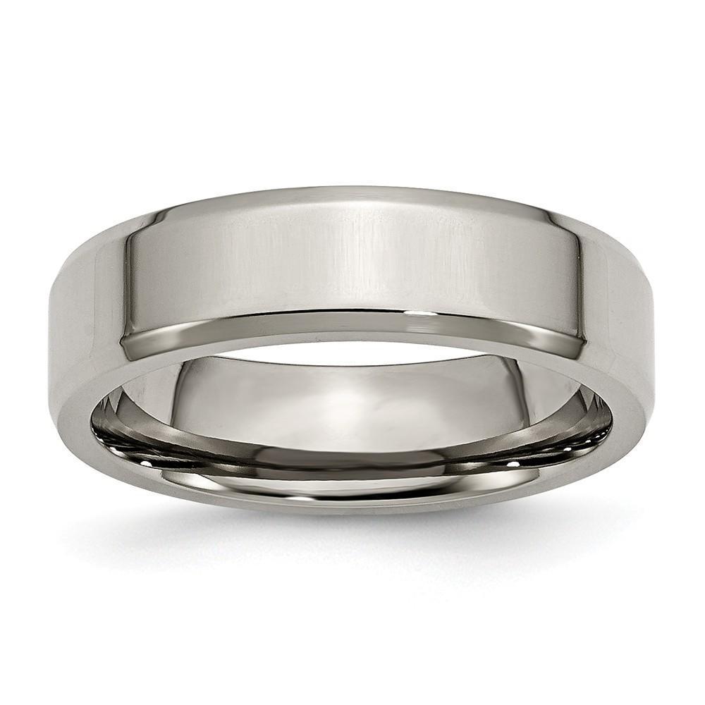 Bridal Ring Size 5 Titanium Brushed Beveled Wedding Band