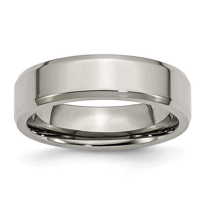 Bridal Ring Size 5 Titanium Brushed Beveled Wedding Band