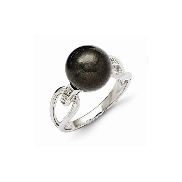 Majestik Shell Pearls Ring Size 6 Majestik Black Shell Pearl Cubic Zirconia Ring