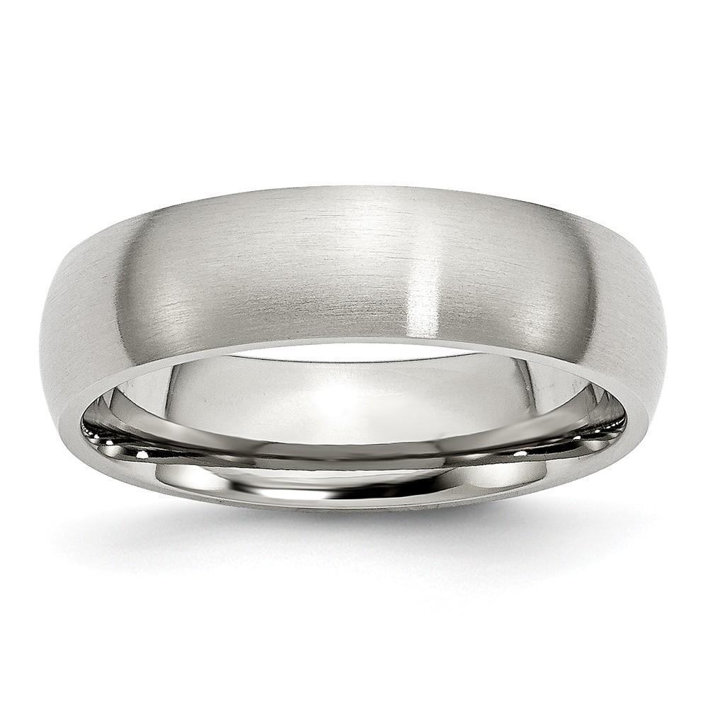 Bridal Ring Size 6 Stainless Steel Beveled Edge Brushed Band