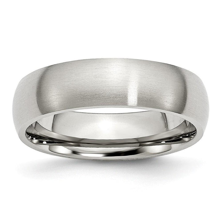 Bridal Ring Size 6 Stainless Steel Beveled Edge Brushed Band