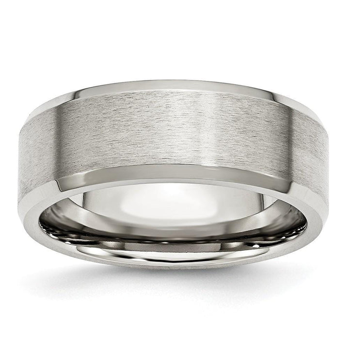 Bridal Ring Size 6 Stainless Steel Beveled Edge Brushed Polished Band