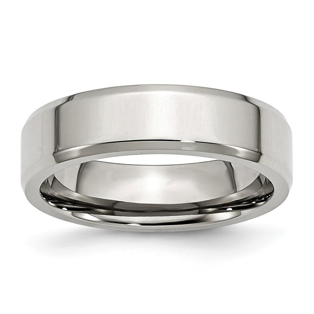 Bridal Ring Size 6 Stainless Steel Beveled Edge Polished Band