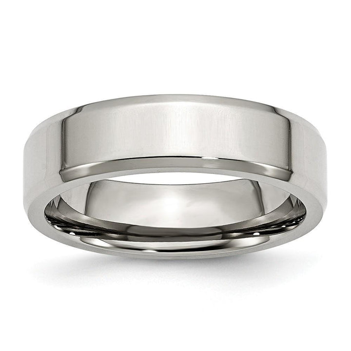 Bridal Ring Size 6 Stainless Steel Beveled Edge Polished Band