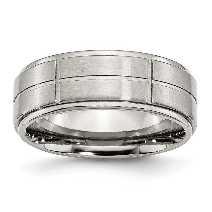 Bridal Ring Size 6 Stainless Steel Grooved 8MM Satin Polished Band