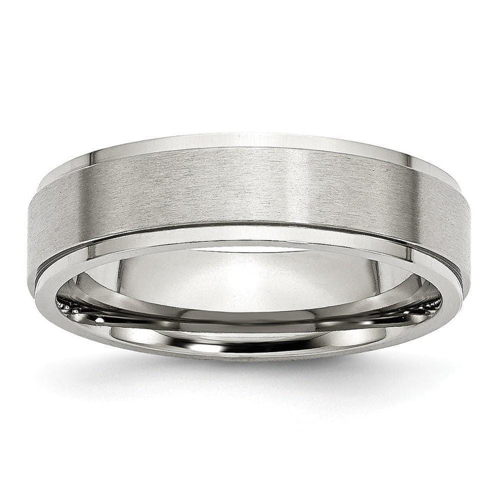 Bridal Ring Size 6 Stainless Steel Ridged Edge 6MM Ring