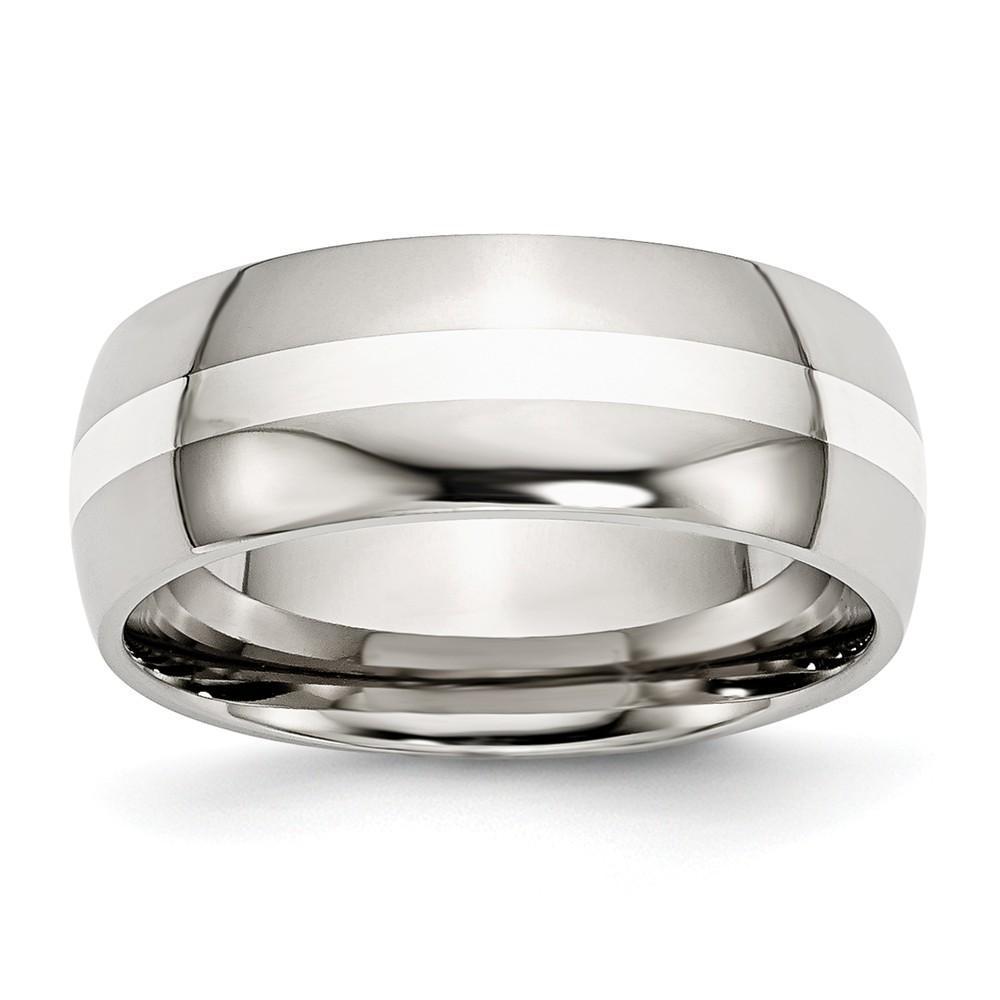 Bridal Ring Size 6 Stainless Steel Silver Inlay 6MM Unisex Ring