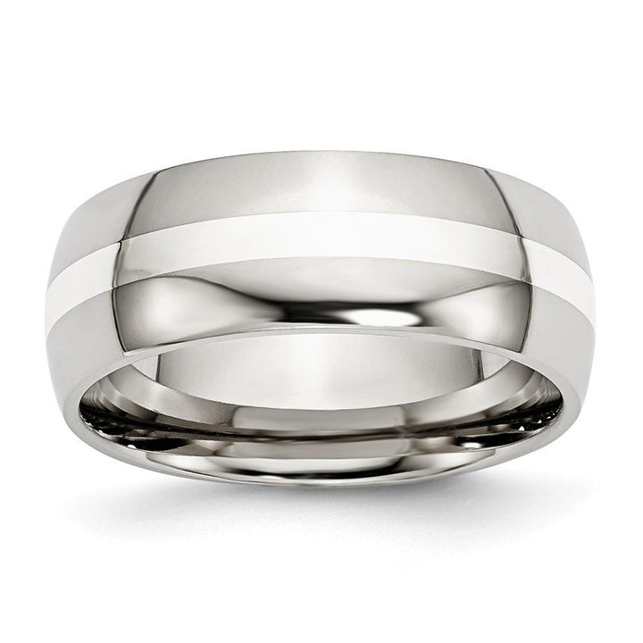 Bridal Ring Size 6 Stainless Steel Silver Inlay 6MM Unisex Ring