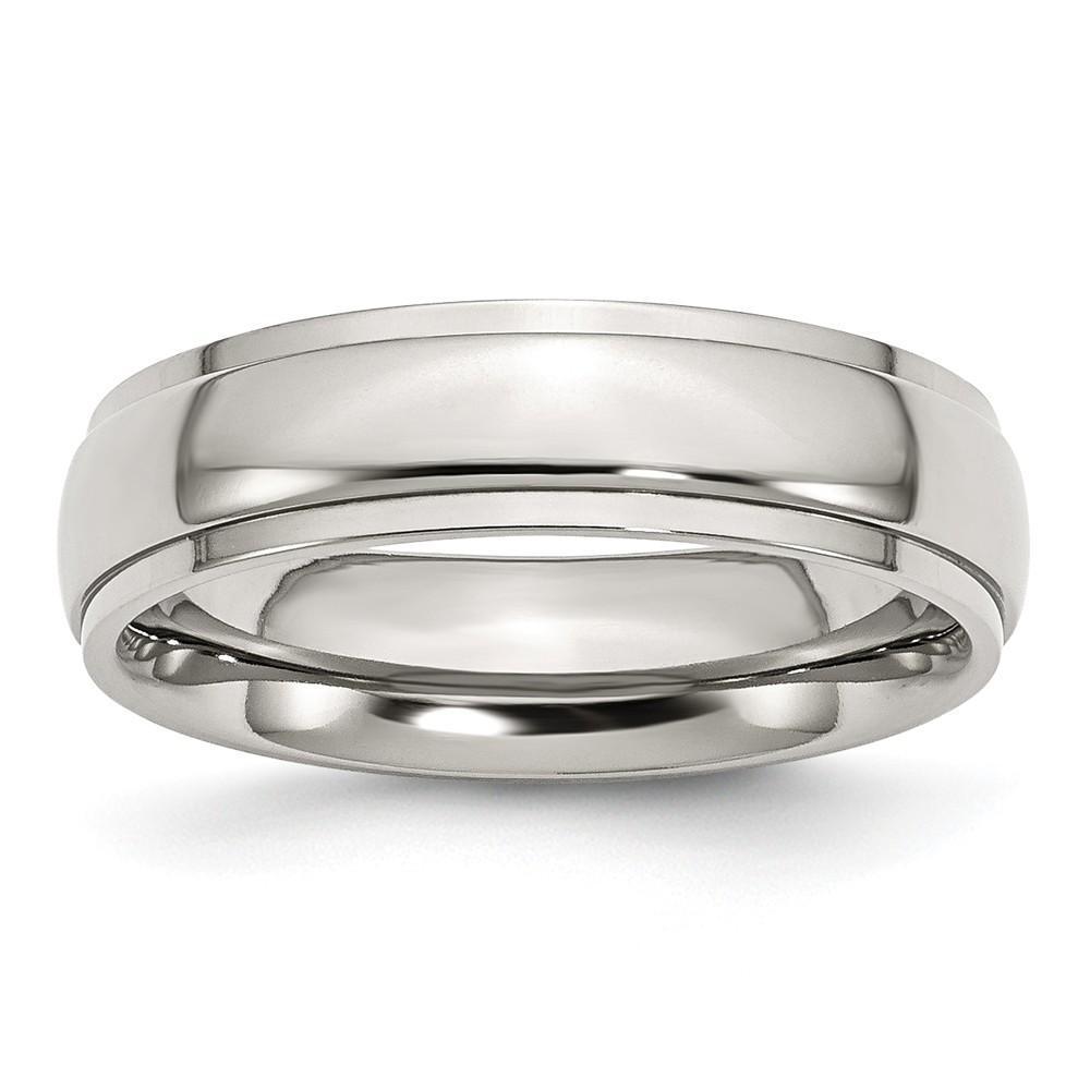 Bridal Ring Size 6 Stainless Steel Unisex Ridged Edge 6MM Ring