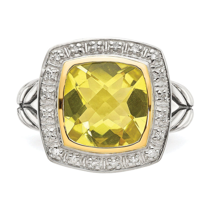 Shey Couture Ring Size 6 Sterling Silver Gold Lemon Quartz Diamond Ring