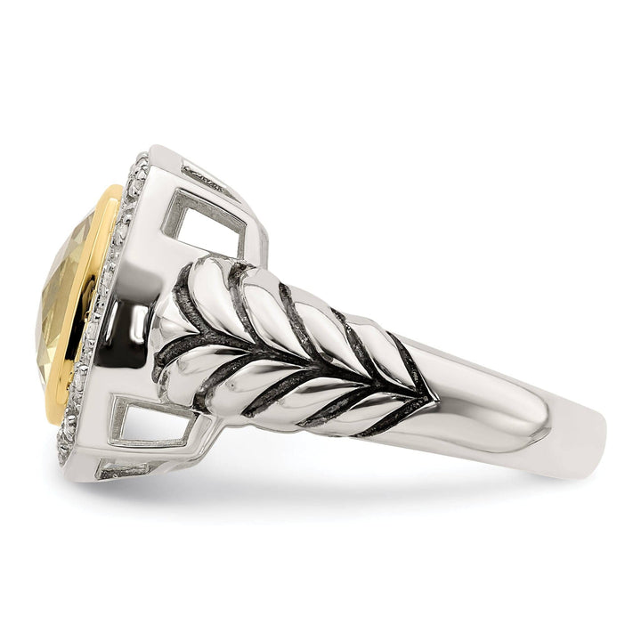Shey Couture Ring Size 6 Sterling Silver Gold Lemon Quartz Diamond Ring