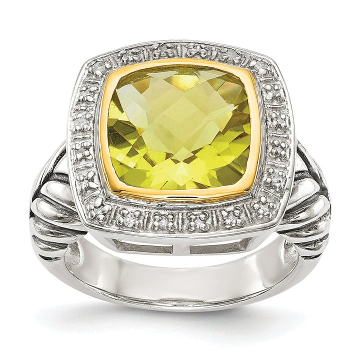 Shey Couture Ring Size 6 Sterling Silver Gold Lemon Quartz Diamond Ring