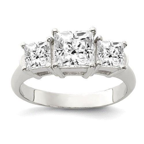 Lovely Rita's Ring Size 6 Sterling Silver Square C.Z Engagement Ring