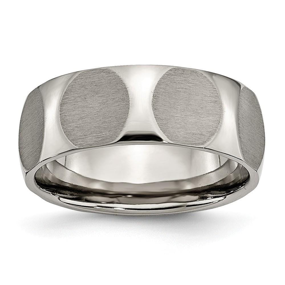 Bridal Ring Size 6 Titanium Faceted Brushed Band