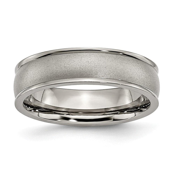 Bridal Ring Size 6 Titanium Ridged Edge 8MM Brushed and Polished Band
