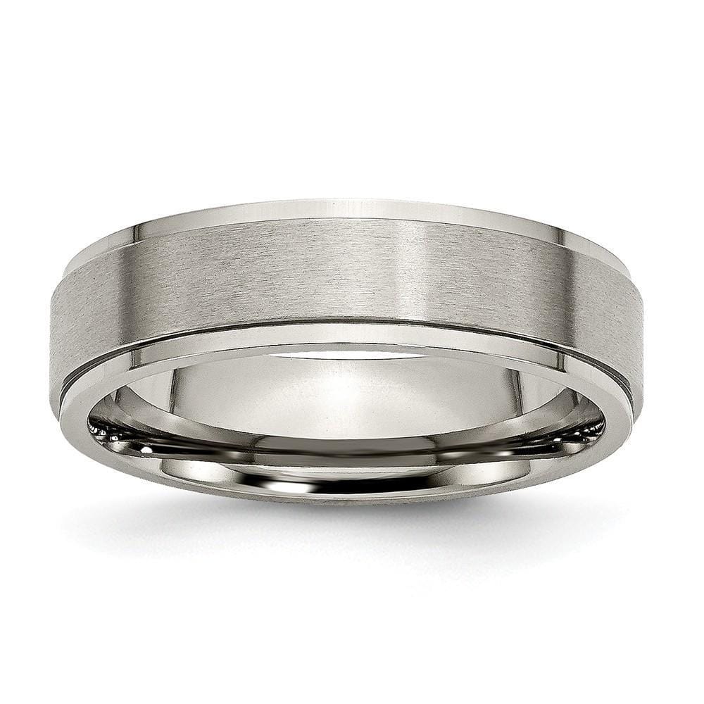 Bridal Ring Size 6 Titanium Ridged Edge Brushed and Polished Band