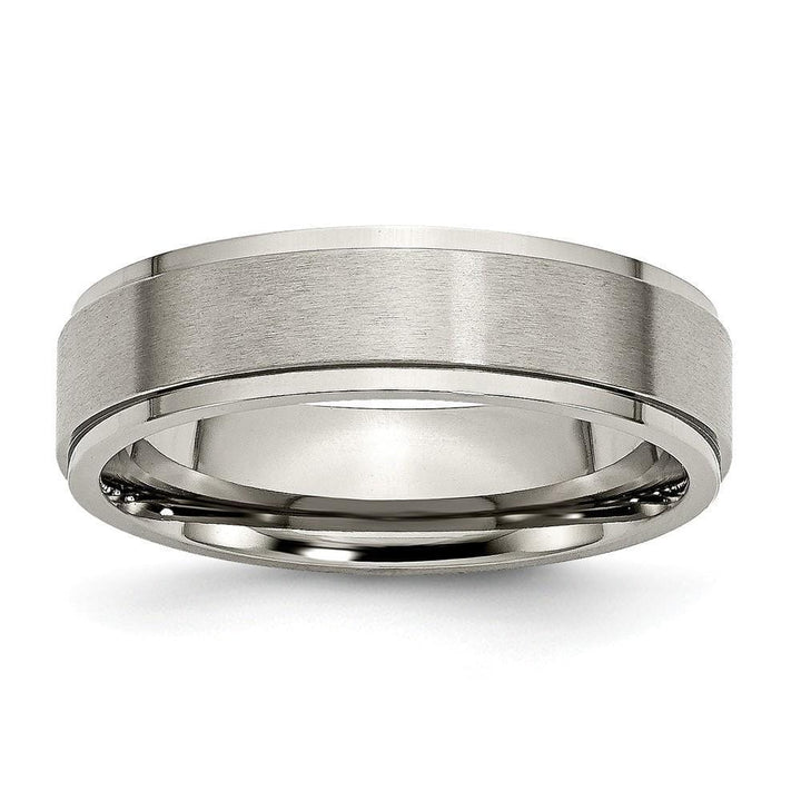 Bridal Ring Size 6 Titanium Ridged Edge Brushed and Polished Band