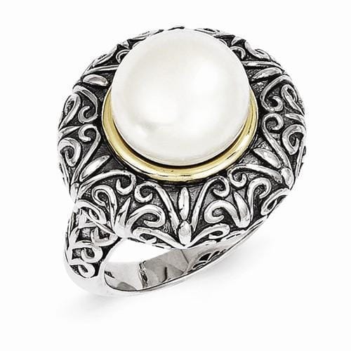 Shey Couture Ring Size 7 Sterling Silver Gold Pearl Ring