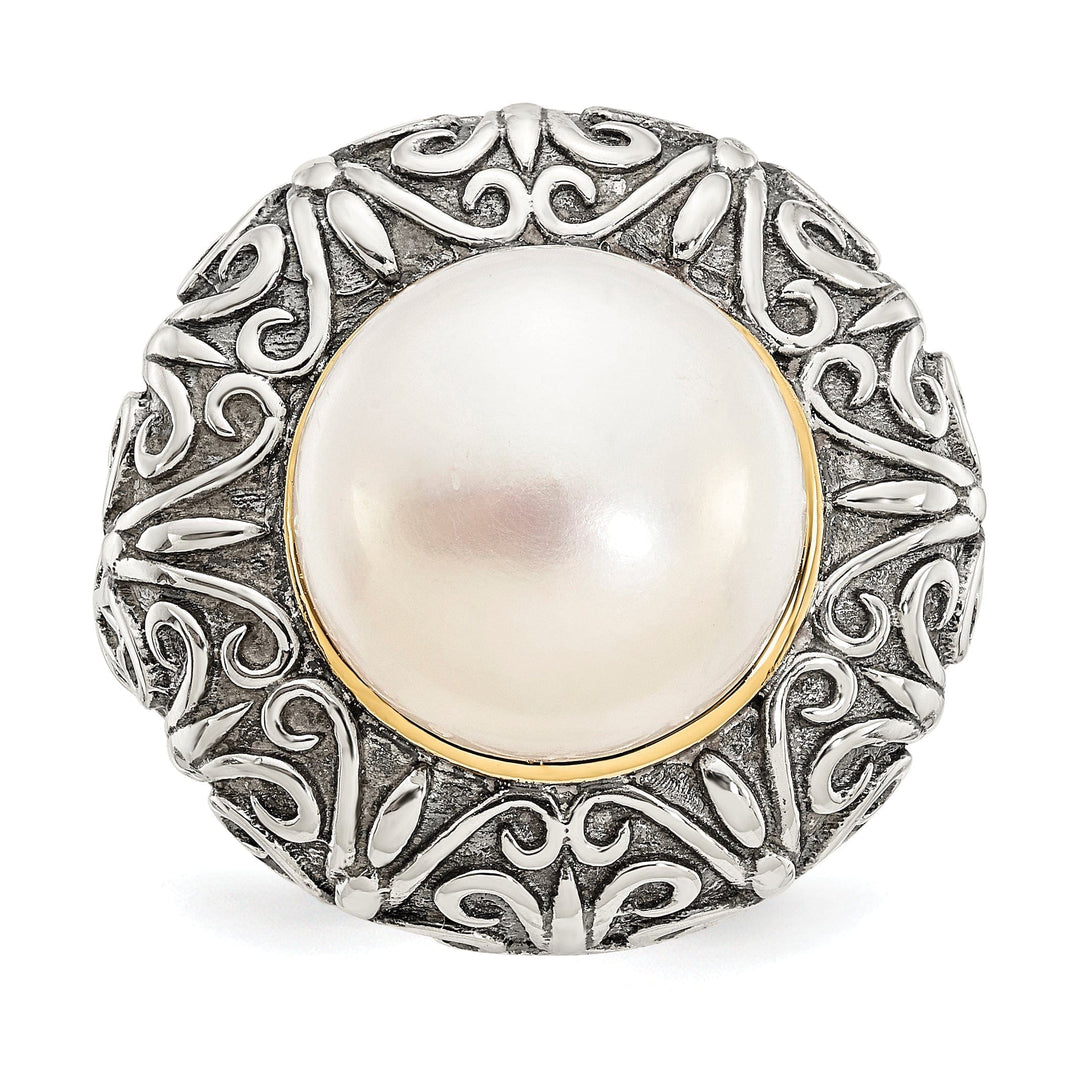 Shey Couture Ring Size 7 Sterling Silver Gold Pearl Ring