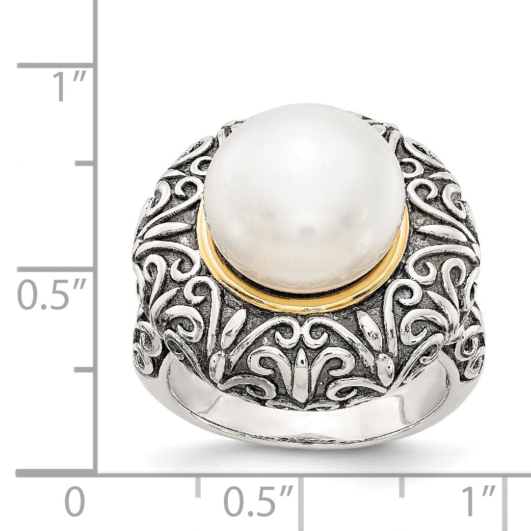 Shey Couture Ring Size 7 Sterling Silver Gold Pearl Ring
