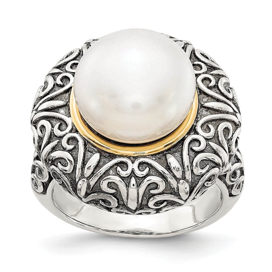 Shey Couture Ring Size 7 Sterling Silver Gold Pearl Ring