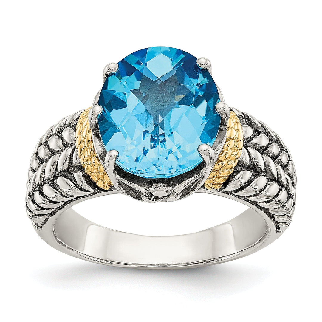 Shey Couture Ring Size 7 Sterling Silver Gold Swiss Blue Topaz Ring