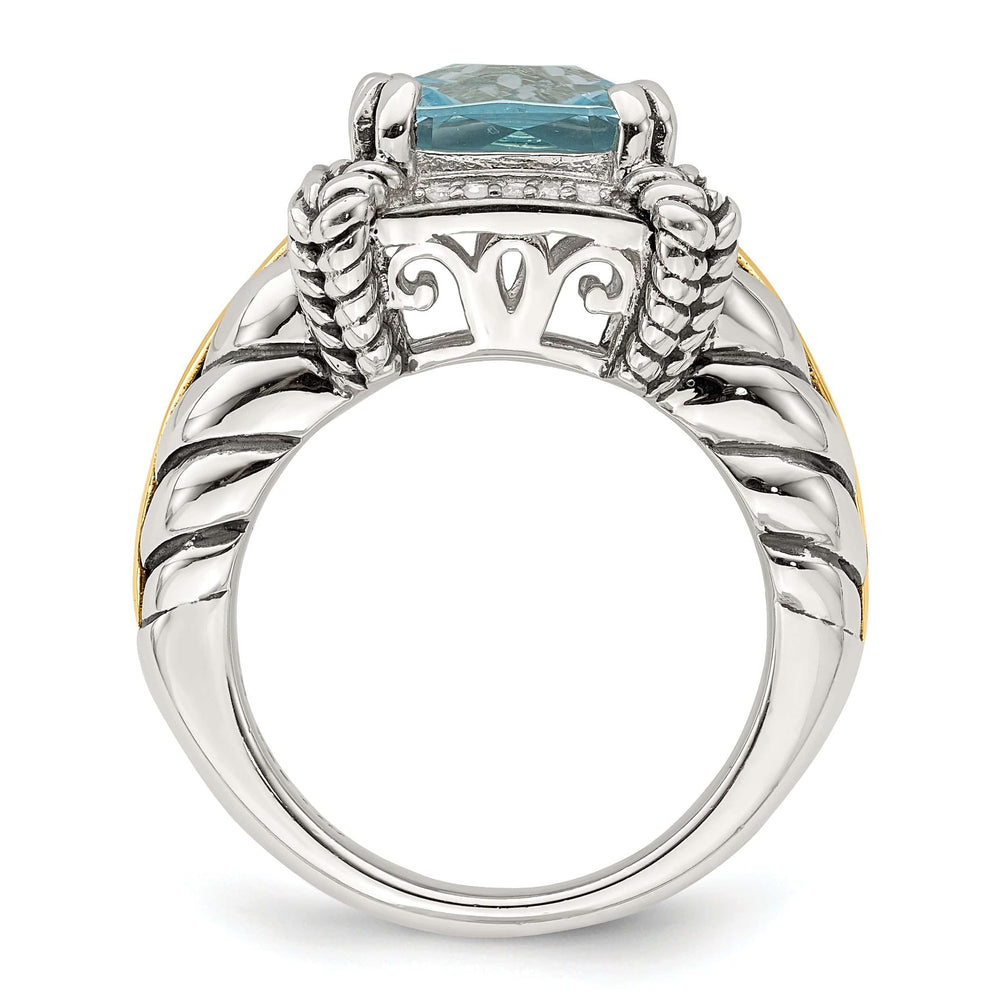 Shey Couture Ring Size 8 Sterling Silver Gold Blue Topaz Diamond Ring