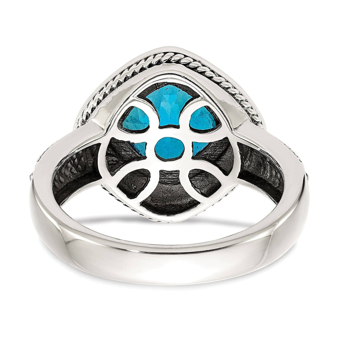 Shey Couture Ring Size 8 Sterling Silver Gold Blue Topaz Ring