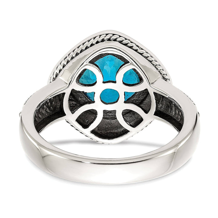 Shey Couture Ring Size 8 Sterling Silver Gold Blue Topaz Ring