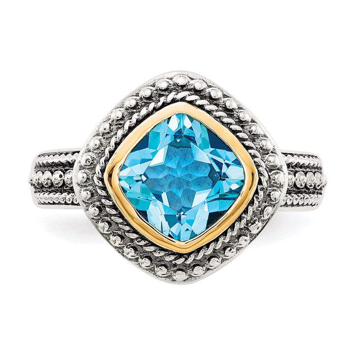 Shey Couture Ring Size 8 Sterling Silver Gold Blue Topaz Ring