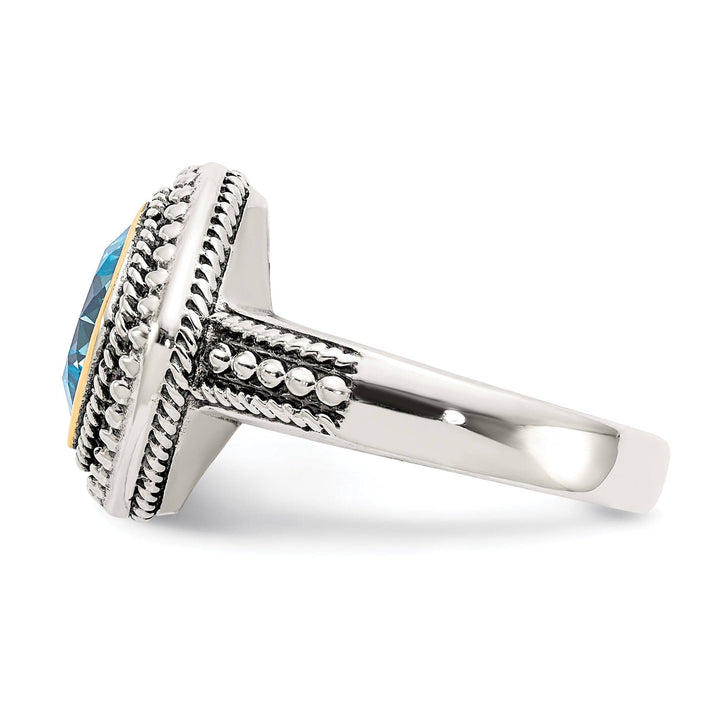 Shey Couture Ring Size 8 Sterling Silver Gold Blue Topaz Ring