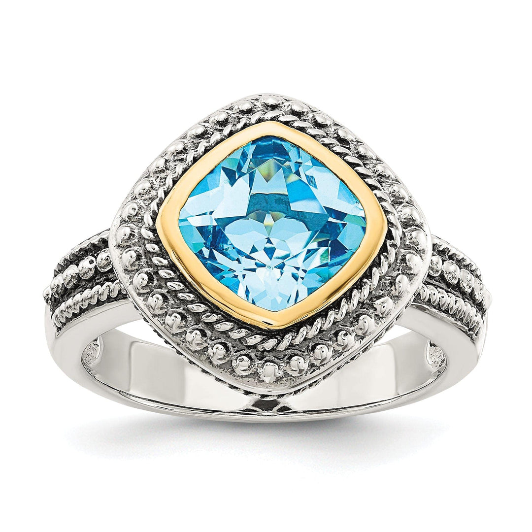 Shey Couture Ring Size 8 Sterling Silver Gold Blue Topaz Ring