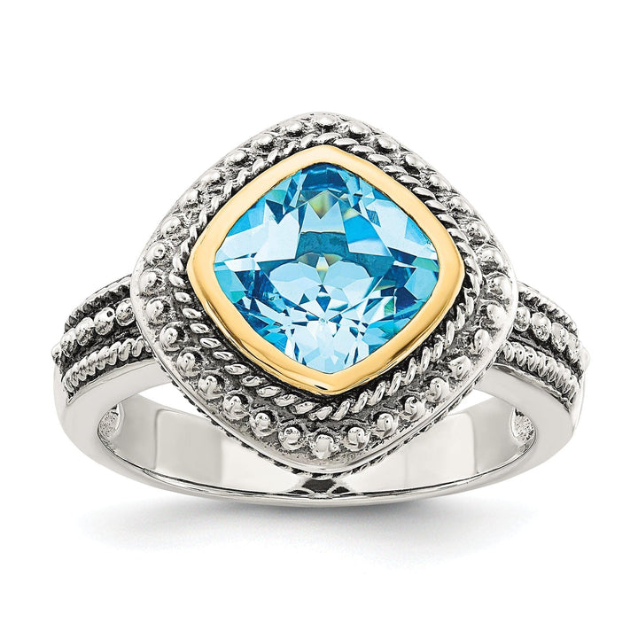 Shey Couture Ring Size 8 Sterling Silver Gold Blue Topaz Ring