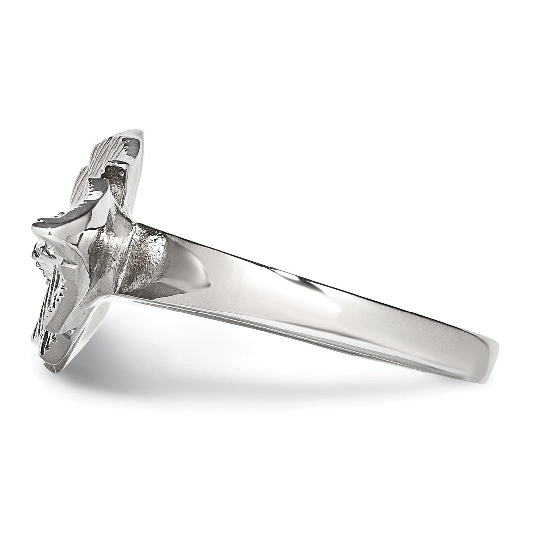 Lovely Rita's Ring Stainless Antiqued Leaf Two Finger Crystal Ring