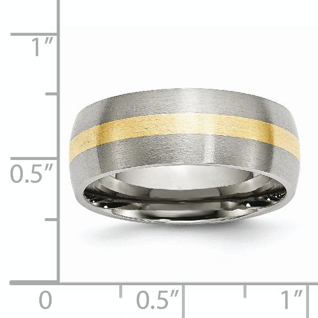 Bridal Ring Stainless Steel 14k Gold Inlay 8MM Satin Band