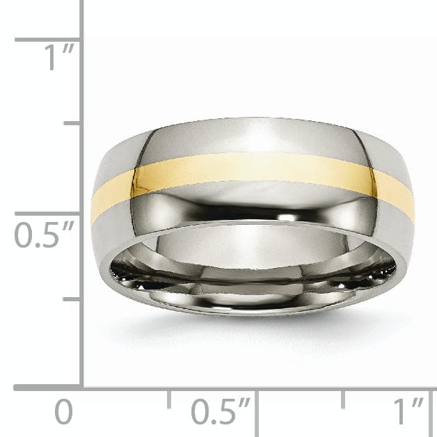 Bridal Ring Stainless Steel and 14k Gold Inlay Polished Band