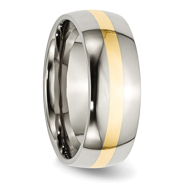 Bridal Ring Stainless Steel and 14k Gold Inlay Polished Band