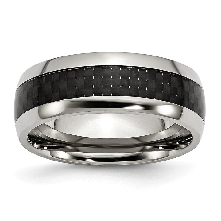 Bridal Ring Stainless Steel and Carbon Fiber 8MM Polished Band