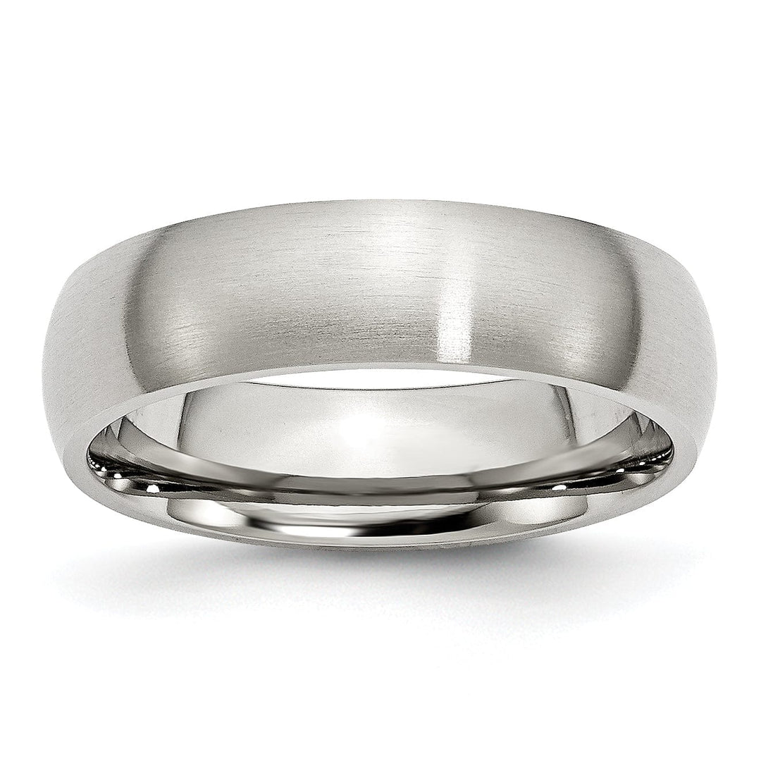 Bridal Ring Stainless Steel Beveled Edge Brushed Band