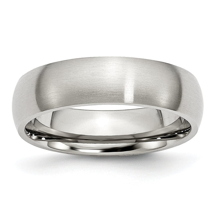 Bridal Ring Stainless Steel Beveled Edge Brushed Band