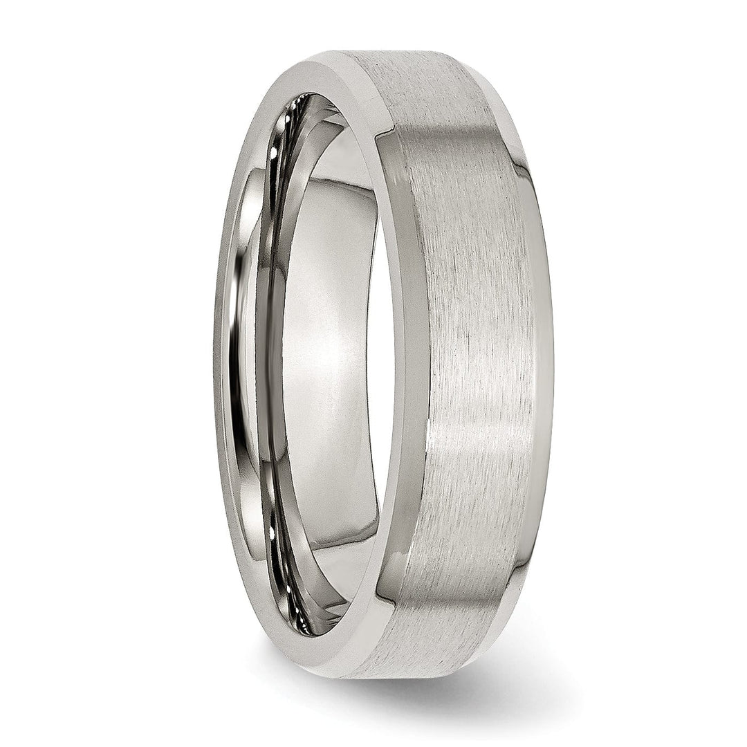 Bridal Ring Stainless Steel Beveled Edge Brushed Polished Band