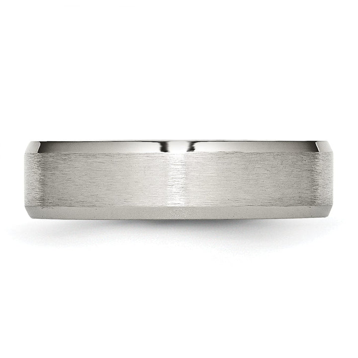 Bridal Ring Stainless Steel Beveled Edge Brushed Polished Band
